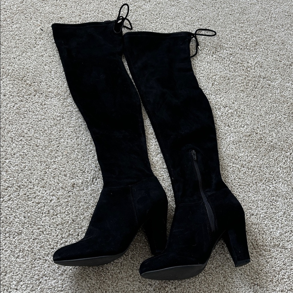 Black Suede Over the Knee Boots